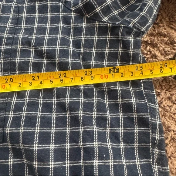 MADEWELL Easy Y-Neck Button-Up Shirt Indigo White Plaid Flannel Cotton XL $88 - Picture 10 of 10